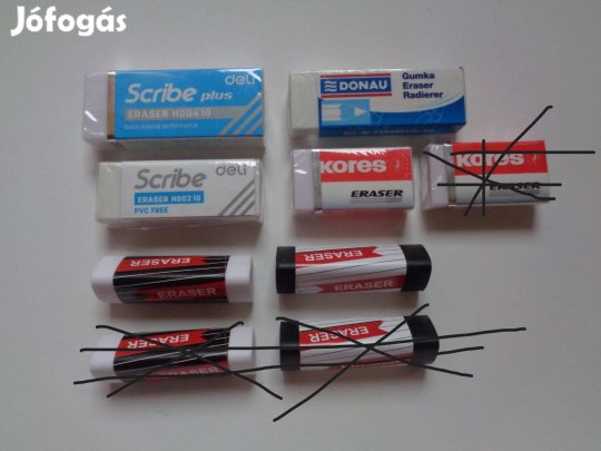 6 radír Kores, Donau stb, 200ft/db