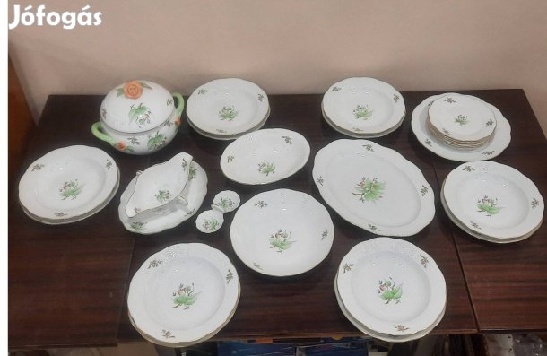 6 személyes Herendi hecsedli, csipkebogyó mintás étkészlet