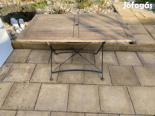 6 személyes Vintage Kerti asztal Tíkfa Kovácsoltvas 75 x 125 cm