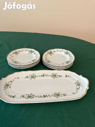 6 személyes, eredeti , Erika mintás Hollóházi süteményes készlet eladó