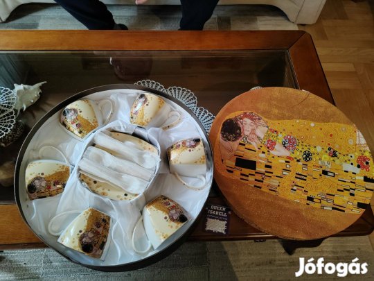 6 személyes porcelán teás/kávés csésze készlet Klimt