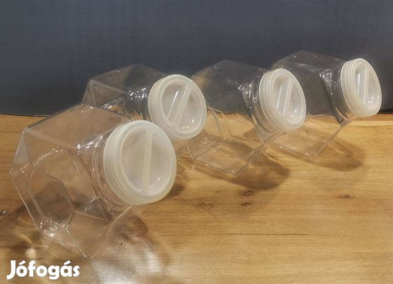 6 szögletű cukorkás üveg tároló édesség bolti kínáló nem szatócs bolti