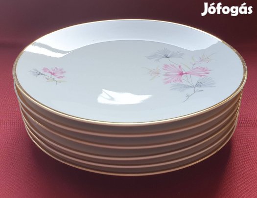 6db Schönwald német porcelán kistányér süteményes tányér virág mintáva