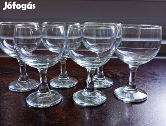 6db boros/likőrös talpas üvegpohár