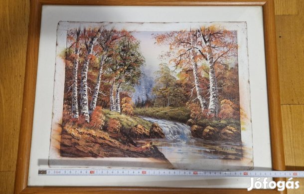 70-es évek professzionális festmény nyomat erdő, patak Akció!