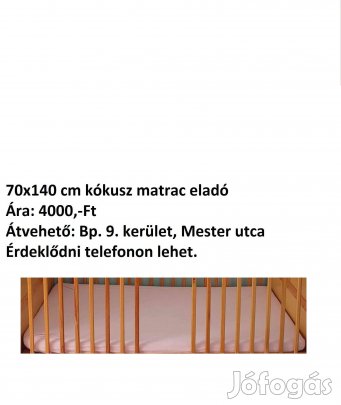 70x140 cm kókusz matrac eladó