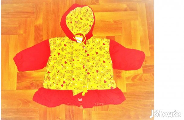 74 elől-hátul cuki maci mintás bélelt fodros téli kabát