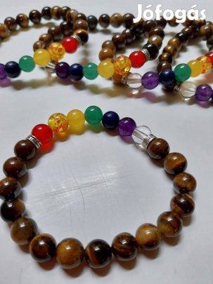 7 csakrás, buddhás, ásvány uniszex karkötő 
