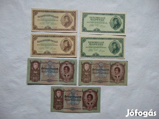 7 darab szép ropogós pengő bankjegy