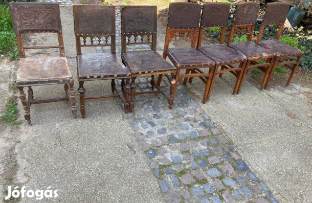 7 db Ónémet, antik Bőrszék