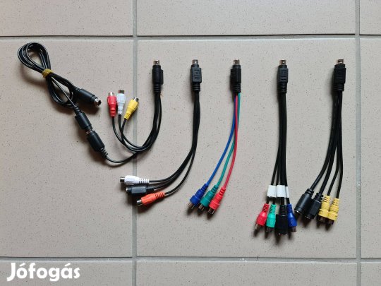 7 és 9 pin mini din - s video - rca átalakító adapter kábel