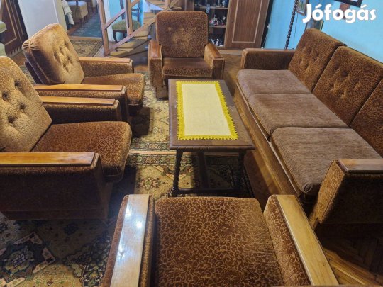 7 személyes bársony nappali-garnitúra