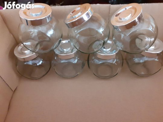 7db üveg fűszertartó csavaros fedővel kb 1 dl-esek