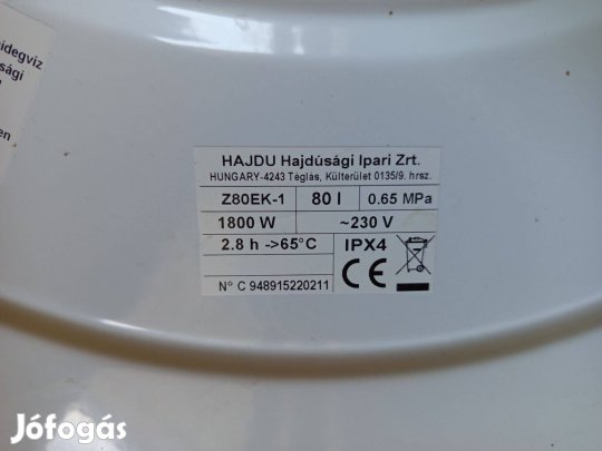 80L-s Hajdu bojler