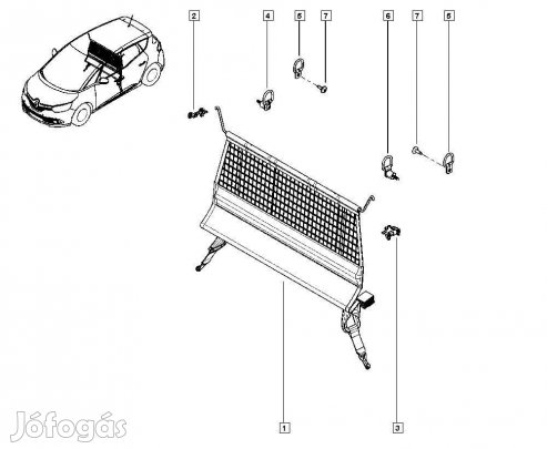 849351739R Renault Scenic csomagtér elválaszt háló kutyarács Kutyaháló