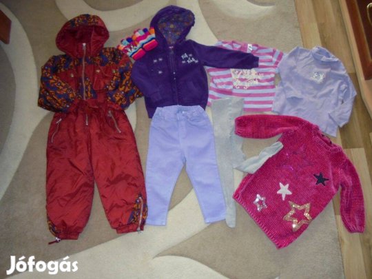 86-92-es lány ruhacsomag overállal