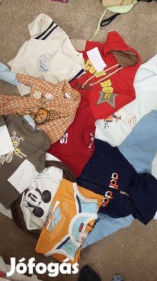 86/92-es méret fiú ruhacsomag 9 db felső, kardigánok