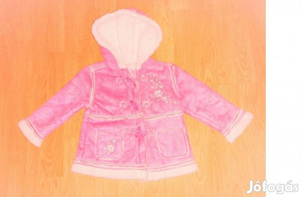 86 Cherokee cuki hímzett virágos kapucnis rózsaszín gyerek bunda kabát