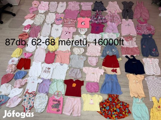 87db, 62-68 méretű kislány ruhacsomag nyárra 