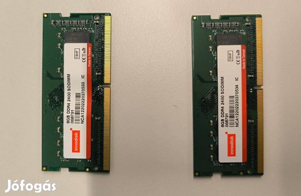 8GB DDR4 ipari laptop RAM, 2db Innodisk