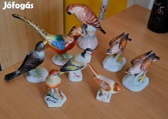 8 darabos madár figura csomag régi porcelán és kerámia
