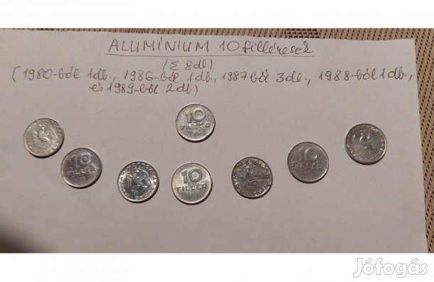 8 db. alumínium 10 filléres egyben eladó