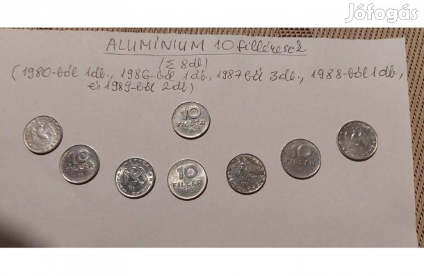 8 db alumínium 10 filléres egyben eladó