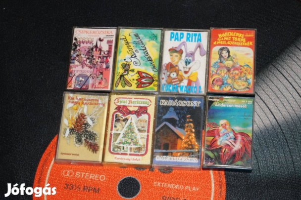 8 db gyermek mese és dalos magnó kazetta egyben olcsón csak 1990.-