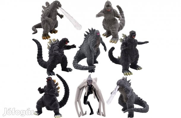 8 db-os Godzilla jellegű figura szett