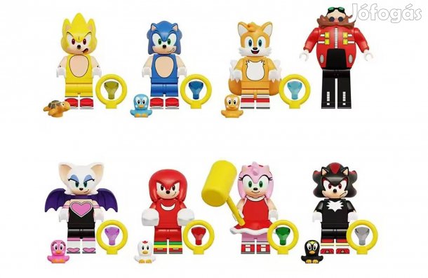 8 db-os Sonic a sündisznó jellegű mini figura szett kiegészítőkkel