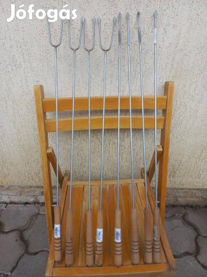 8 db-os Szalonnasütő Nyárs Készlet Vegyes Szett (Egyágú és Villás)