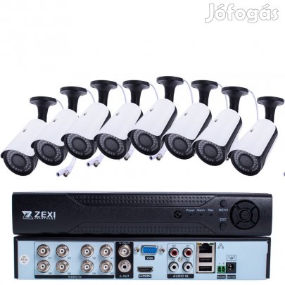 8 kamers 2MP 6mm AHD cskamera rendszer szett, kltri/beltri, 30m