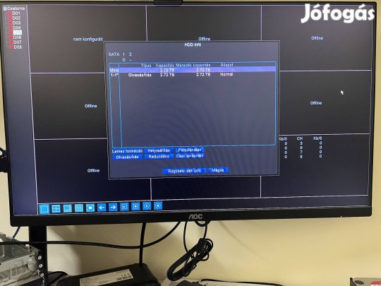 8 kamerás rögzítő Nvr 3TB HDD-vel