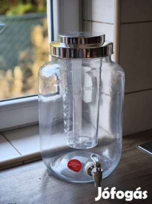 8 literes üveg italadagoló csappal (jéghengerrel)