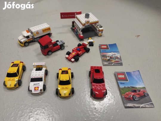 8db Lego shell ferrari készlet - 6db autó, 40196 tanker és 40195 pit
