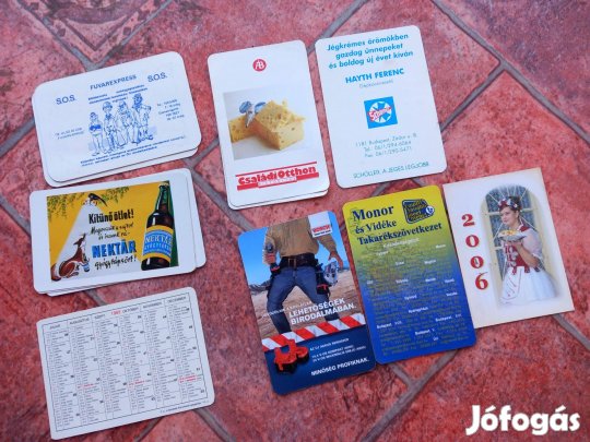 8db különböző régi és hibátlan zsebnaptár egybe