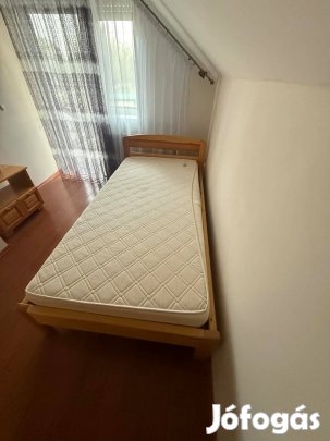90 cm-es fenyő ágy + ágyrács + matrac