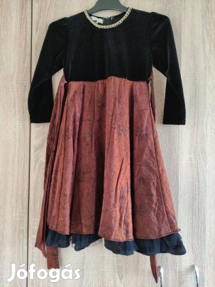 92/98-as lányka ünneplő ruha felül bársony alul taft