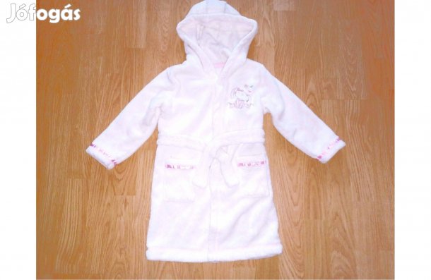 92/98 újszerű Age nyuszi mintás fehér kapucnis plüss fürdőköpeny