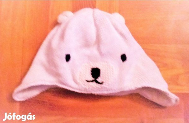 92, 56 cm Újszerű babygap cuki macis bélelt kötött sapi sapka