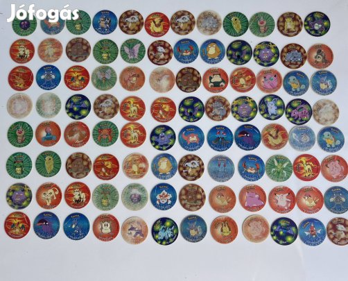 96db Régi Eredeti Magyar nyelvű Pokemon Tazo egyben eladó