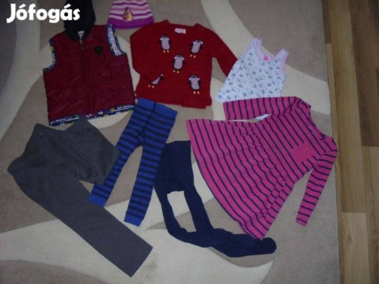 98-104-es egyberuhás lány ruhacsomag steppelt mellénnyel