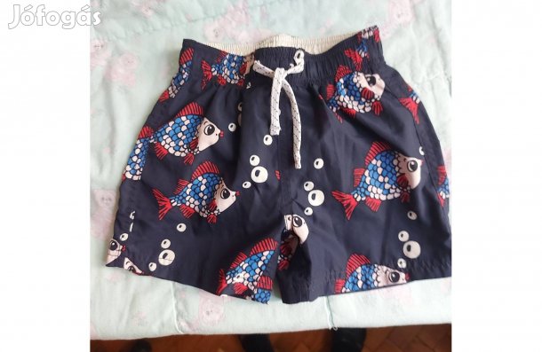 98/104-es méretű sötétkék alapon mintás kisfiú fürdőnadrág