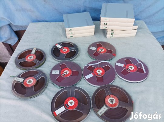 9 db 15-ös Basf magnó orsó szalaggal egyben 