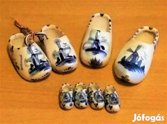 9 db. több méretű autentikus Delft holland porcelán papucs