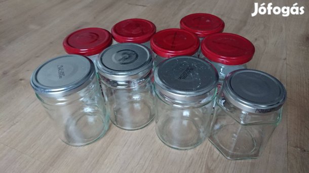 9 db befőttes üveg kicsi befőttesüveg kb 300g töltőtömeg befőtt üvegek