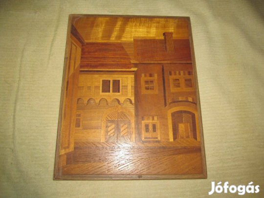 9 db régi, zsűrizett intarzia kép, 70-es évek, Iparművészeti Vállalat