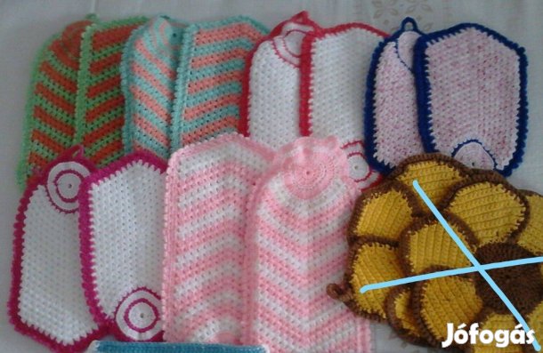 9 pár új és újszerű horgolt edény fogó, edény alátét eladó