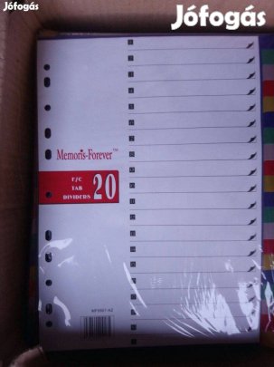 A4 Színregiszter műanyag PP elválasztó lap 20 darabos/csom. regiszter