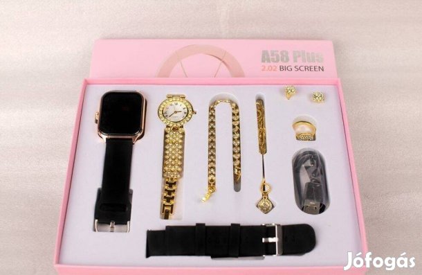 A58 Plus Okosóra és elegáns óra ékszer szettel díszdobozban
